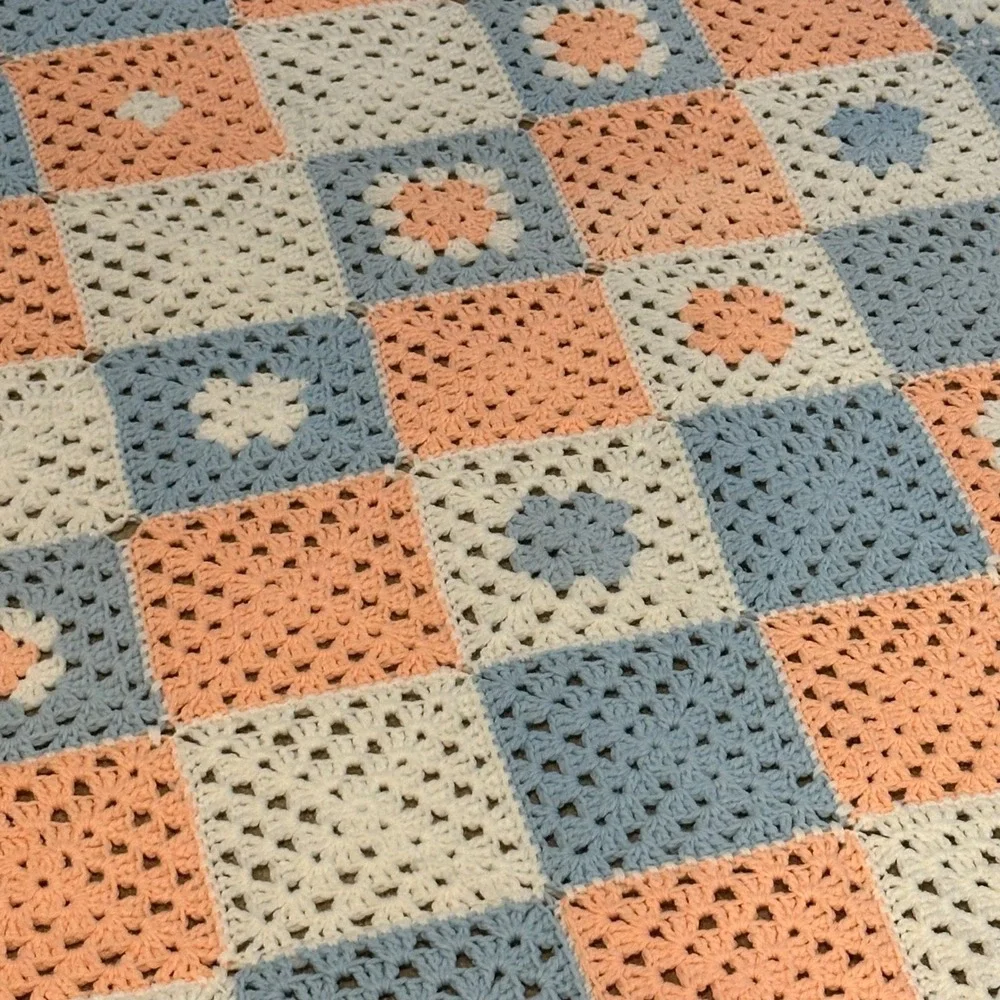 Handmade Crochet Granny Square Blanket 95x74